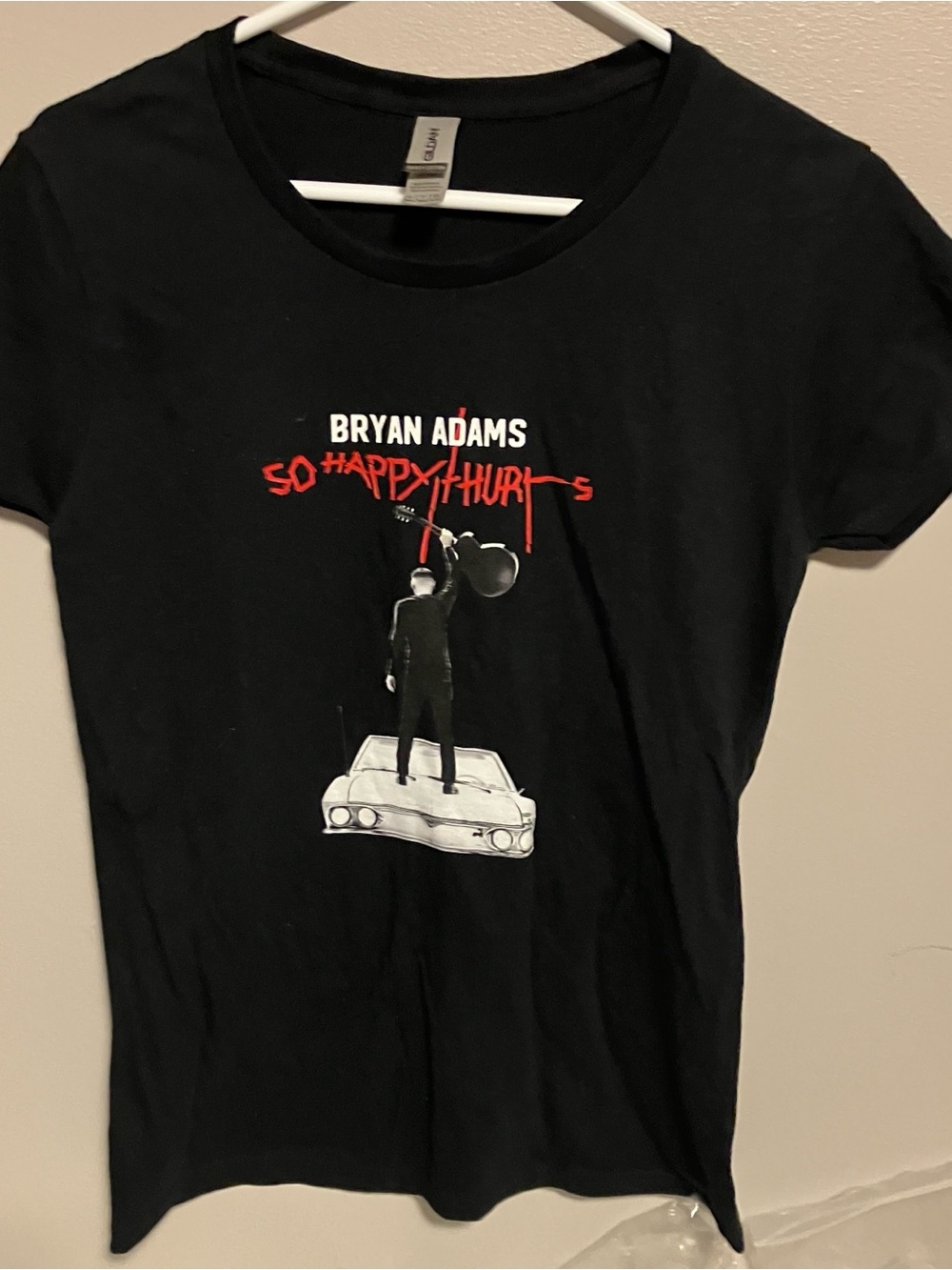 'So Happy It Hurts' Black Graphic Short Sleeve Tee Bryan Adam’s concert tee